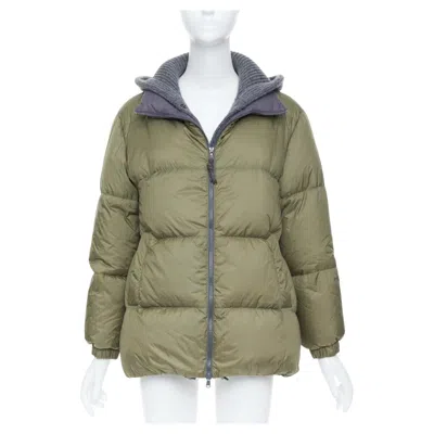 Pre-owned Brunello Cucinelli 2 In 1 Taffeta Cashmere Insert Down Puffer Jacket It38 Xs In Brown