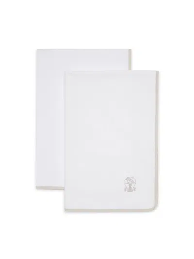 Brunello Cucinelli 2 Piece Cotton Terry Cloth Bath Towel Set In White