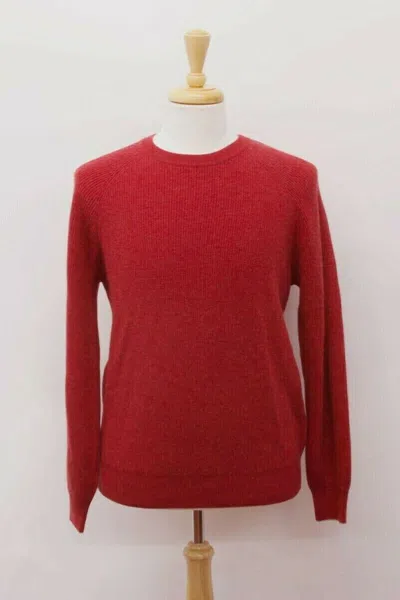 Pre-owned Brunello Cucinelli $2495  100% Cashmere Ribbed Crewneck Sweater 50/ 40us A221 In Red