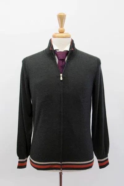 Pre-owned Brunello Cucinelli $2890  Men Silk-cashmere Cardigan Zip Sweater 50/40us A242 In Gray