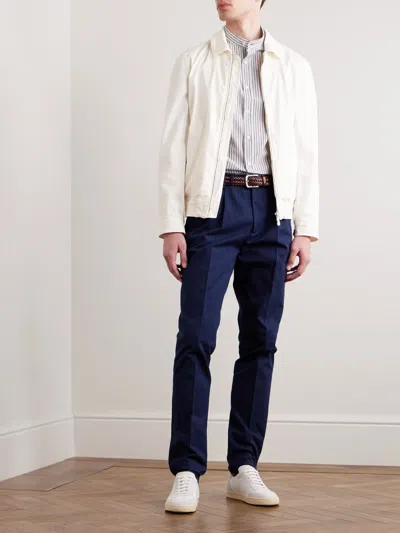 Pre-owned Brunello Cucinelli $2995  Men's Cotton-elastane Canvas Jacket 50/ 40us A242 In White