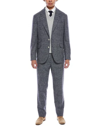 Brunello Cucinelli 2pc Alpaca & Wool-blend Suit With Pleated Pant In Gray