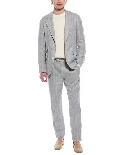 Brunello Cucinelli 2pc Linen & Wool-blend Suit In Gray