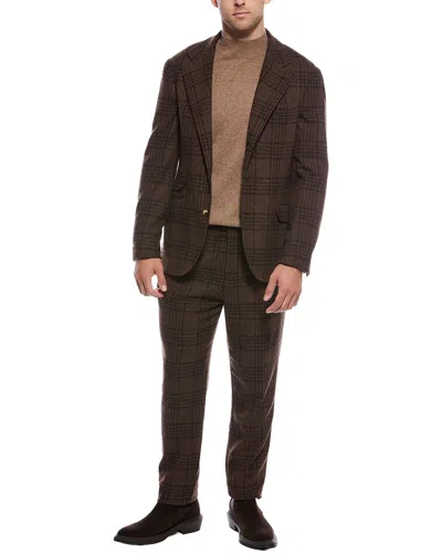 Brunello Cucinelli 2pc Pleated-front Wool & Silk-blend Suit In Brown