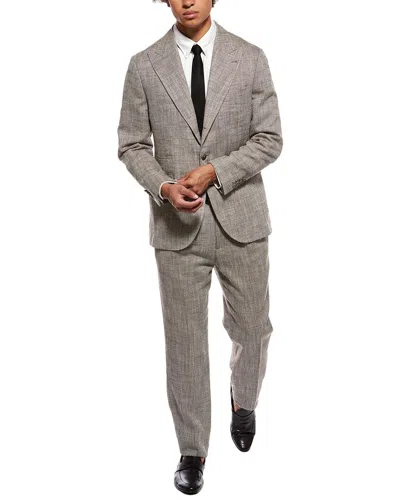 Brunello Cucinelli 2pc Silk & Linen-blend Suit In Brown