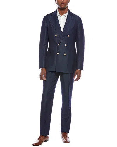 Brunello Cucinelli 2pc Wool Suit With Pleated Pant In Blue