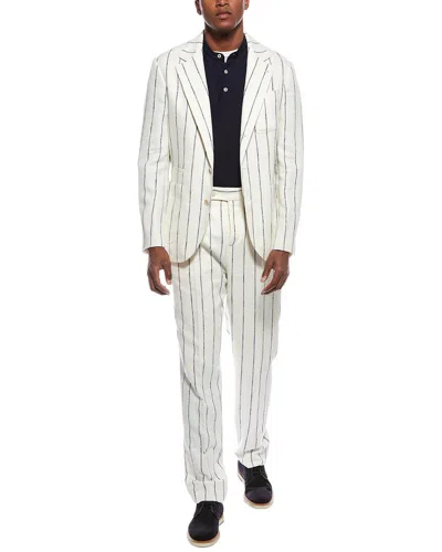 BRUNELLO CUCINELLI BRUNELLO CUCINELLI 2PC WOOL, LINEN, & SILK-BLEND SUIT WITH PLEATED PANT