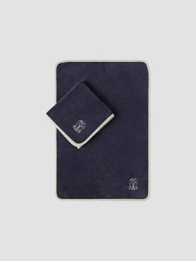 Brunello Cucinelli 2-piece Cotton Terrycloth Towel Set In Blue