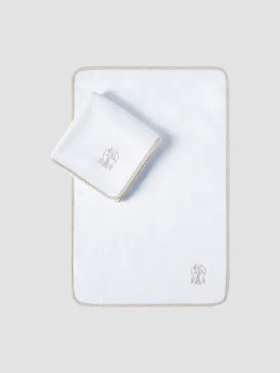Brunello Cucinelli 2-piece Cotton Terrycloth Towel Set In White