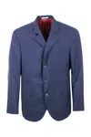 Brunello Cucinelli 3-button Unlined Jacket In Cool Wool Canvas.the Buttons Are In Brown Horn In Blu