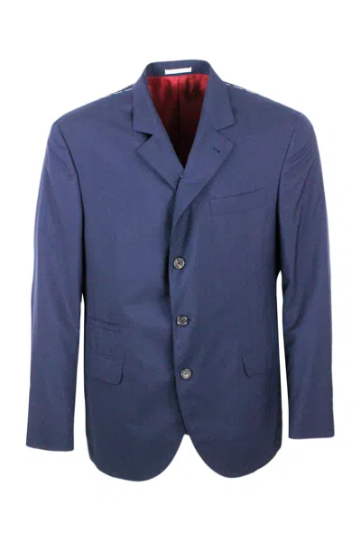 BRUNELLO CUCINELLI 3-BUTTON JACKET UNLINED IN FRESH WOOL CANVAS