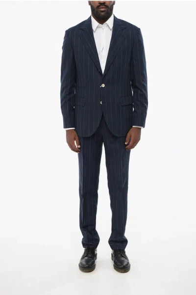 Brunello Cucinelli 3-pocketed Cotton Blend Suit With Pinstriped Pattern In Animal Print