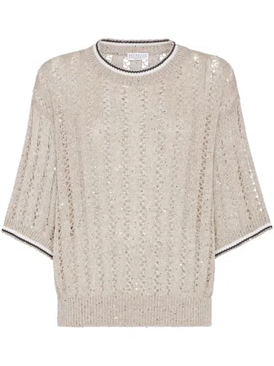 BRUNELLO CUCINELLI BRUNELLO CUCINELLI 3/4 SLEEVES ROUND NECK SWEATER