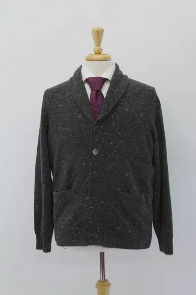 Pre-owned Brunello Cucinelli $3700  Cashmere Blend Logo Cardigan Sweater 50/ 40us A232 In Gray