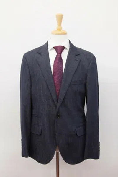 Pre-owned Brunello Cucinelli $3995  Men's 100% Wool Denim Look Sport Coat 50/ 40us A201 In Blue