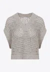 Brunello Cucinelli 3d Diamond Net Grey Silk Vest In Gray