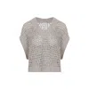 Brunello Cucinelli 3d Diamond Net Grey Silk Vest In Beige