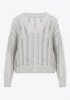 Brunello Cucinelli Embellished V Neck Pull Mohair Wool In Gray