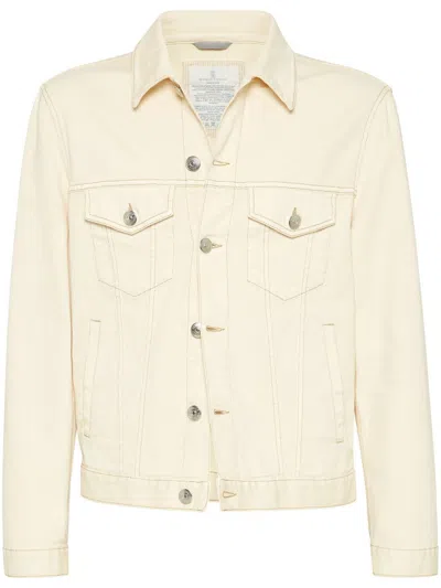 Brunello Cucinelli Button-up Leather Jacket In Panama