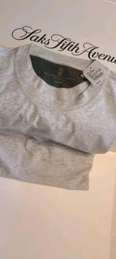Pre-owned Brunello Cucinelli $450  Men Cotton 2xl T-shirt Gray Authentic Embroid Logo