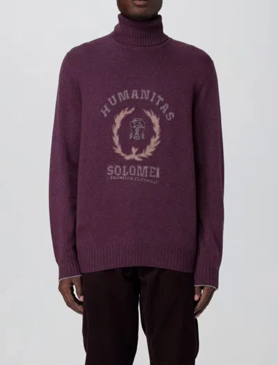 Pre-owned Brunello Cucinelli $4995  Men 100% Cashmere Graphic Turtleneck 50/ 40us A242 In Violet + Gray & Taupe Accents