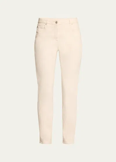 Brunello Cucinelli 5-pocket Garment Dyed Skinny Jeans In C8739 Oat