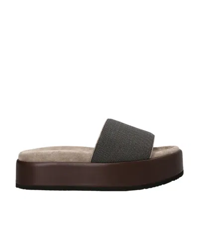 Brunello Cucinelli 50mm Chunky Open-tie Sandals In Black