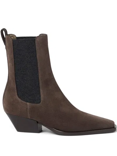 Brunello Cucinelli 50mm Monili-chain Leather Boots In Brown