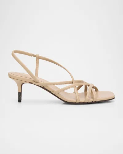 Brunello Cucinelli 50mm Monili Strappy Leather Sandals In Neutral
