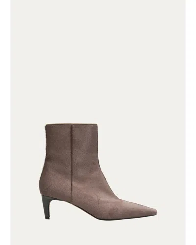 Brunello Cucinelli 50mm Monili-heel Calf Hair Ankle Boots In Brown