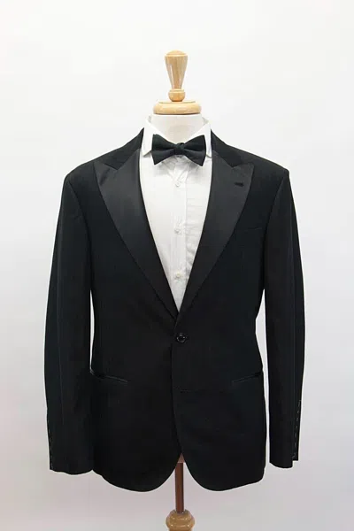 Pre-owned Brunello Cucinelli $5495  Men's Herringbone 2-piece Tuxedo Suit A238 In Black