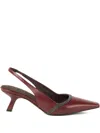 Brunello Cucinelli Leather City Slingback Heels 65 In Burgundy