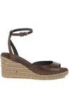 Brunello Cucinelli Leather Monili Buckle Wedge Espadrilles