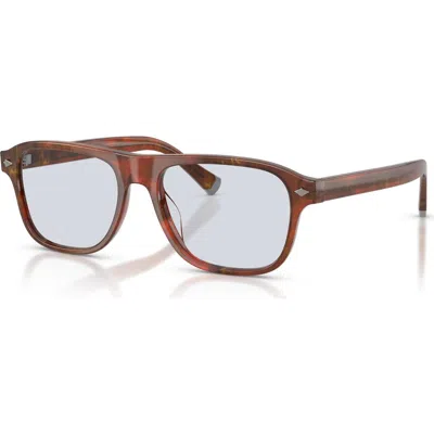Brunello Cucinelli 55mm Rectangle Optical Glasses In Brown