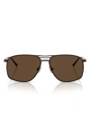 Brunello Cucinelli 56mm Rectangular Sunglasses In Brown