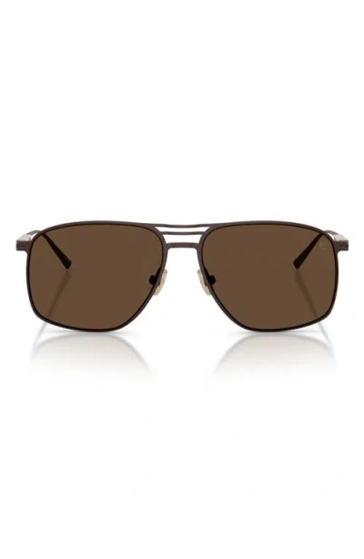 Brunello Cucinelli 56mm Rectangular Sunglasses In Brown