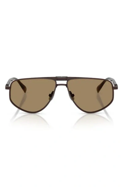 Brunello Cucinelli 58mm Geometric Pilot Sunglasses In Brown