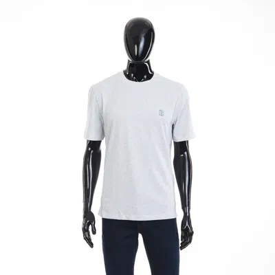 Pre-owned Brunello Cucinelli 595$ Light Grey Crew Neck Tshirt - Short-sleeve Cotton Jersey In Gray
