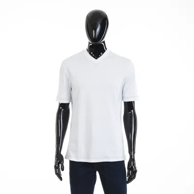 Pre-owned Brunello Cucinelli 595$ White V-neck T-shirt - Short-sleeve, Cotton Interlock