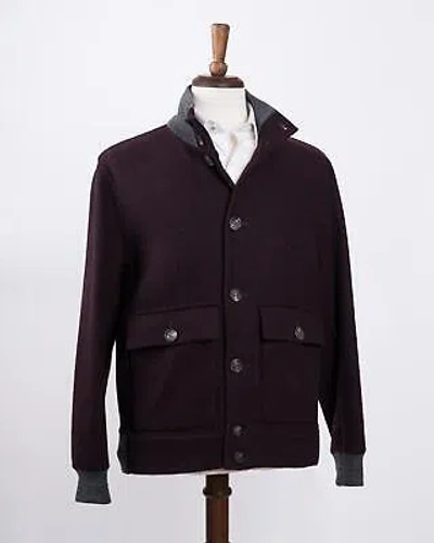 Pre-owned Brunello Cucinelli $5,995 Barolo Red Gray Virgin Wool Double Cloth Jacket M 50