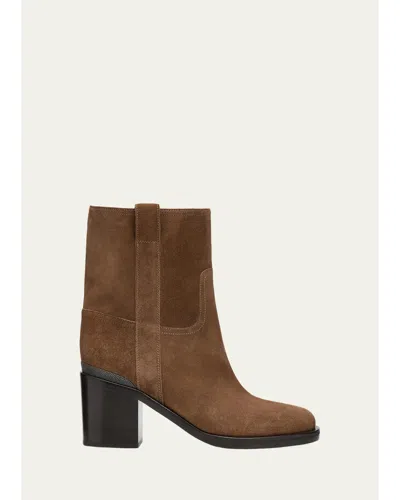 Brunello Cucinelli 60mm Suede Ankle Boots In Brown