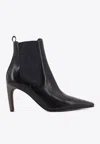 Brunello Cucinelli Leather Stiletto Heel Ankle Boots In Black