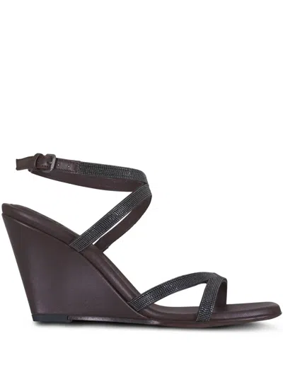 Brunello Cucinelli 90mm Leather Sandals In Brown