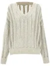 Brunello Cucinelli Lace-knit Sweater In 灰色