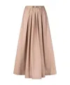 Brunello Cucinelli A-line Belted Midi Skirt In Nude