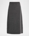 Brunello Cucinelli A-line Double Cashmere Midi Skirt In Gray