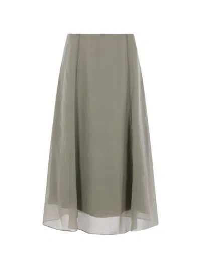 Brunello Cucinelli A-line Midi Skirt In Green