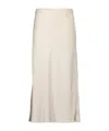 Brunello Cucinelli Long Skirt With Elasticized Waistband And Side Slits In White