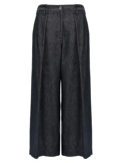 Brunello Cucinelli A-line Pleated Pants Blue In Gray