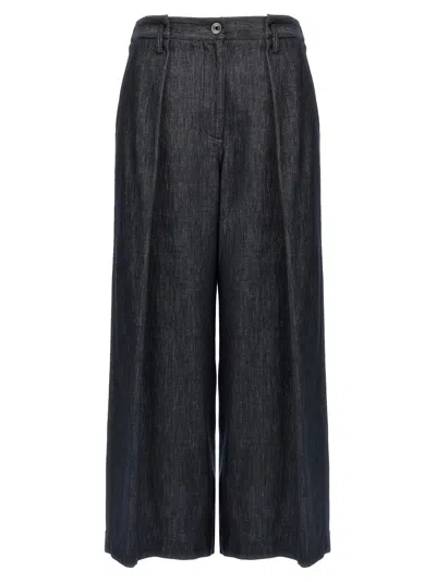 Brunello Cucinelli A-line Pleated Pants In Blue